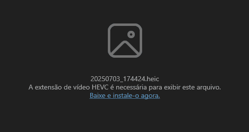 Erro de extensão HEIC necessária no Windows