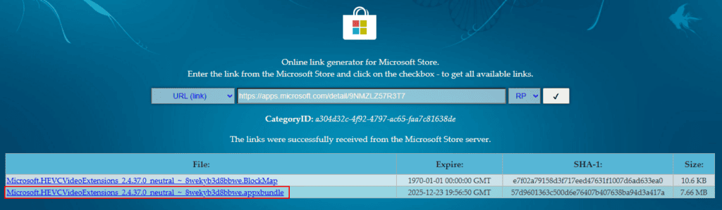 Gerador de links da Microsoft Store rg-adguard